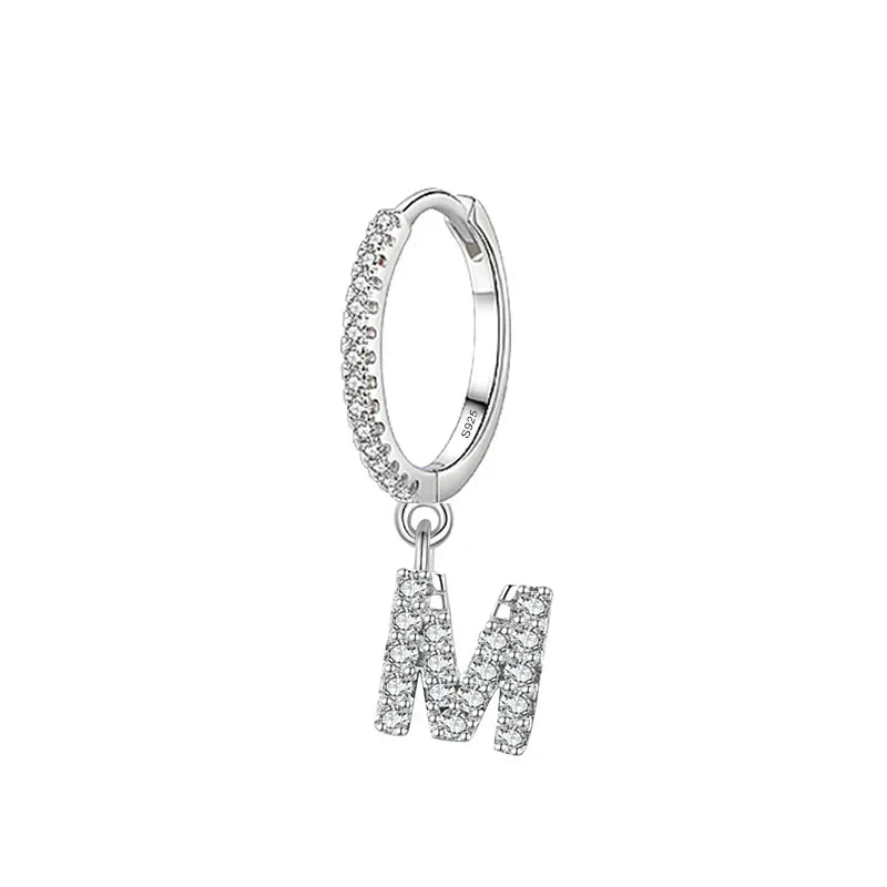 Hoop earrings with initial m