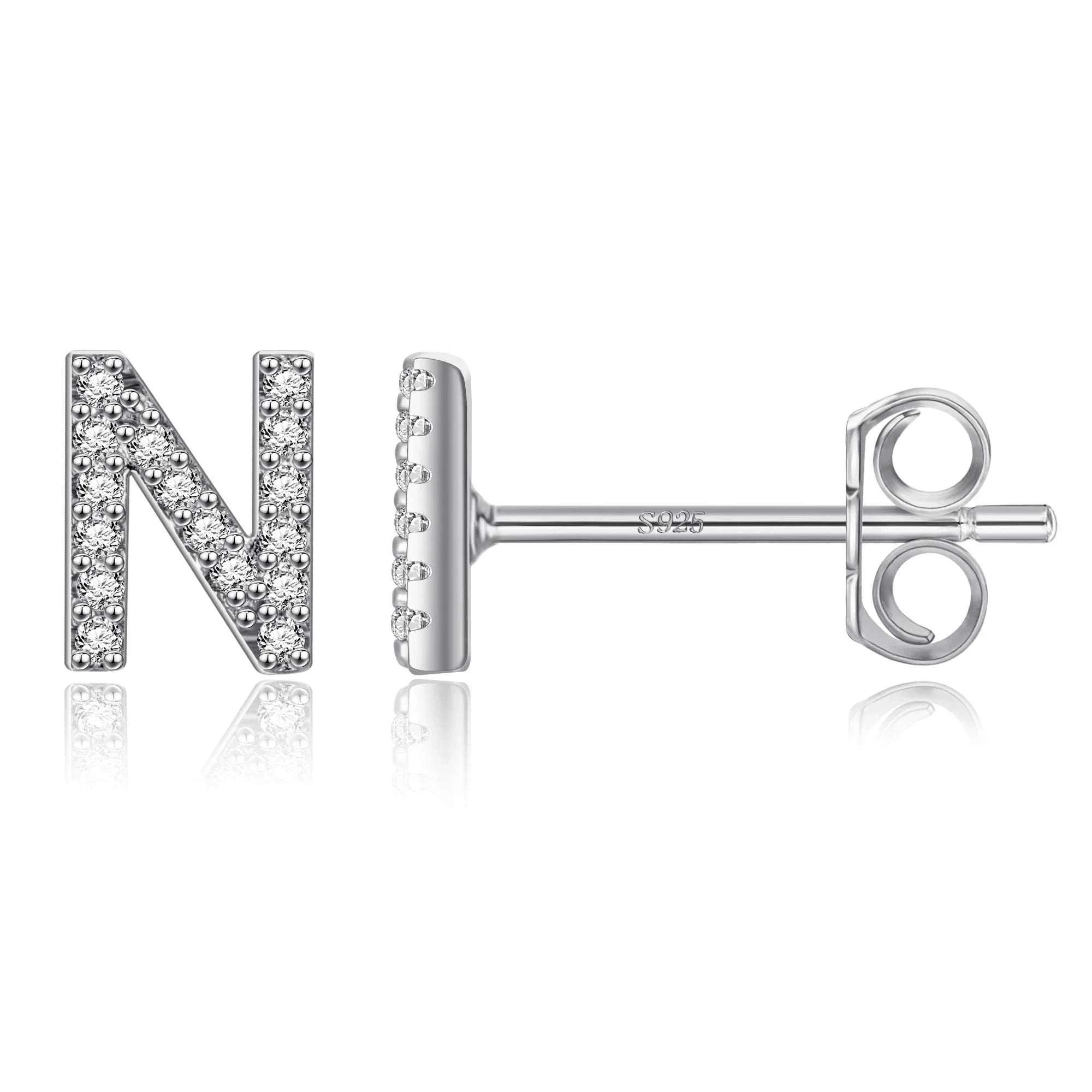 Silver initial earrings n