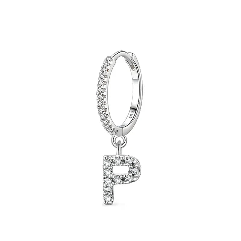 Hoop earrings with initial p