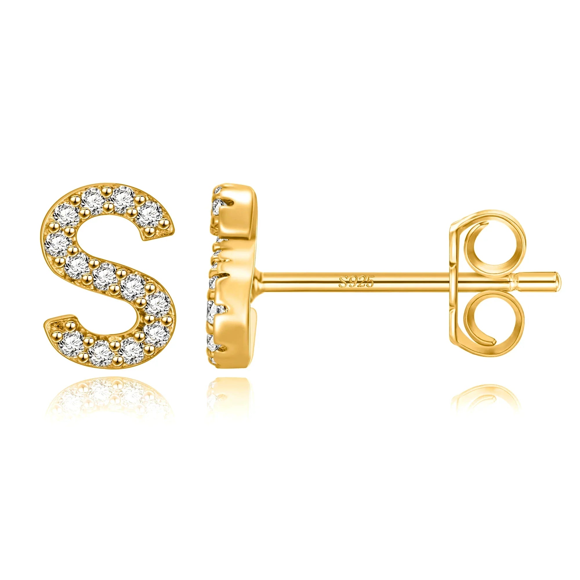 Gold initial earrings s