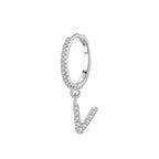 Hoop earrings with initial v