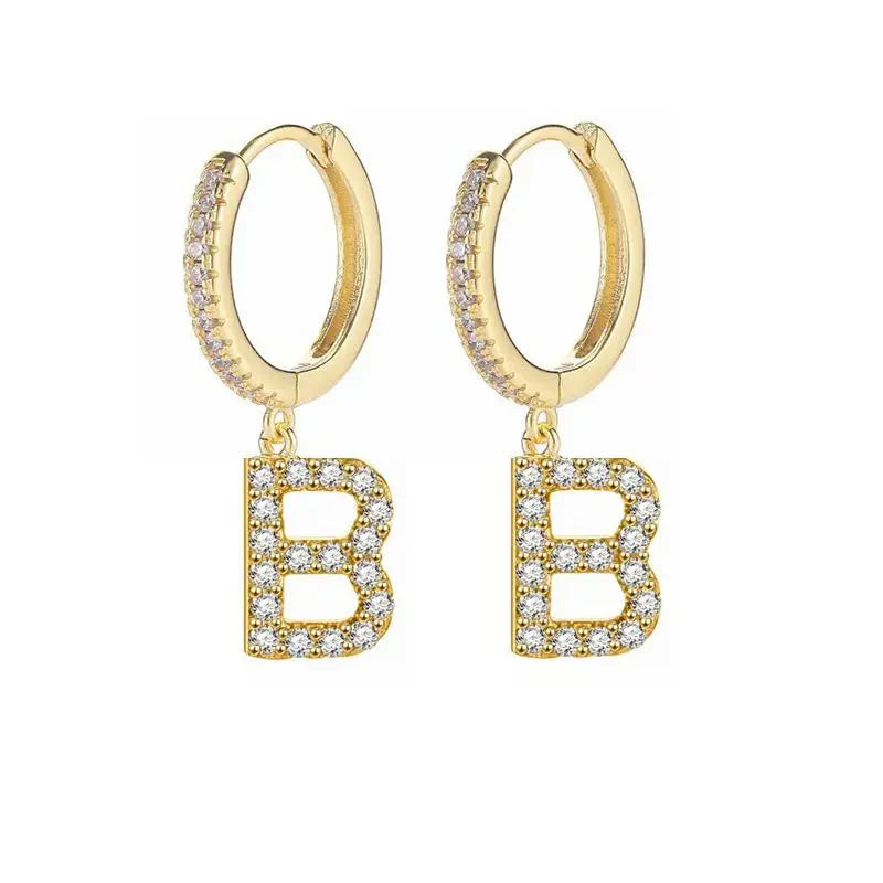 Women's initial hoop earrings b