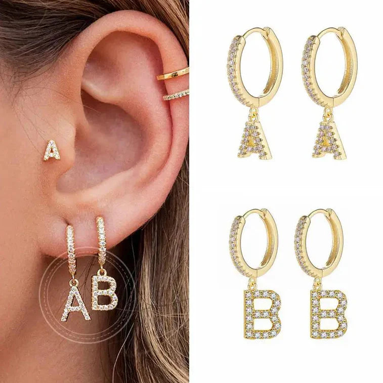 Women's initial hoop earrings a