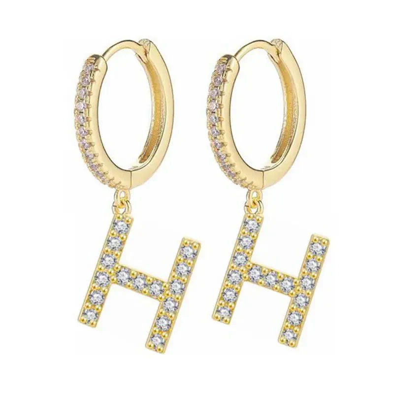 Women's initial hoop earrings h