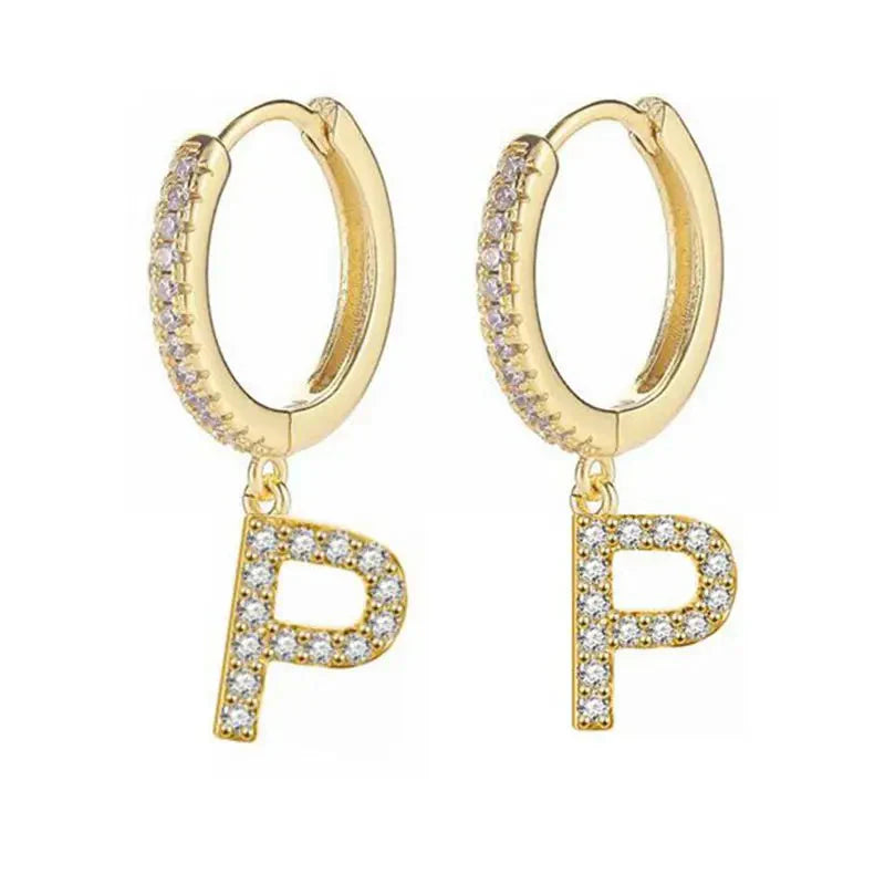 Women's initial hoop earrings p