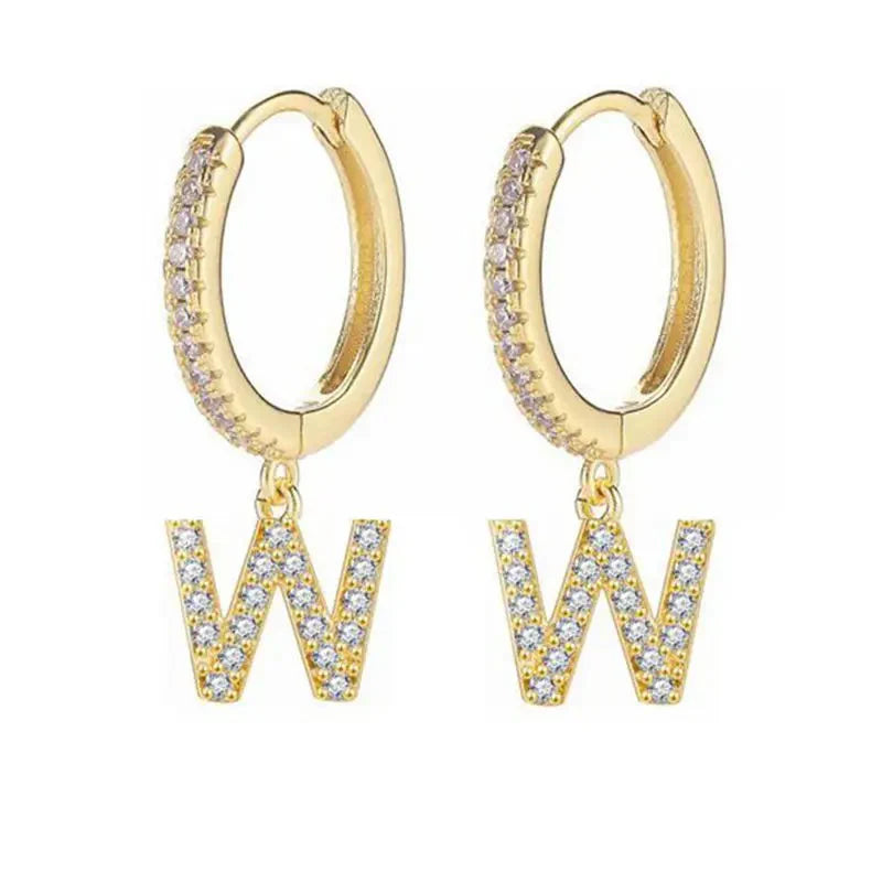 Women's initial hoop earrings w