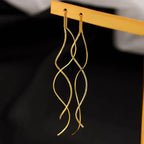Long Silver or Gold Drop Earrings Gold