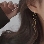 Long Silver or Gold Drop Earrings gold