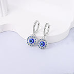 Round Blue Evil Eye Earrings with Beads