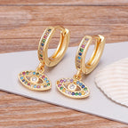Blue Evil Eye Earrings Multicolor Zircon Bohemian Style