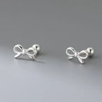 Minimalist bow earrings in silver