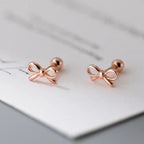 Minimalist bow earrings in rose gold