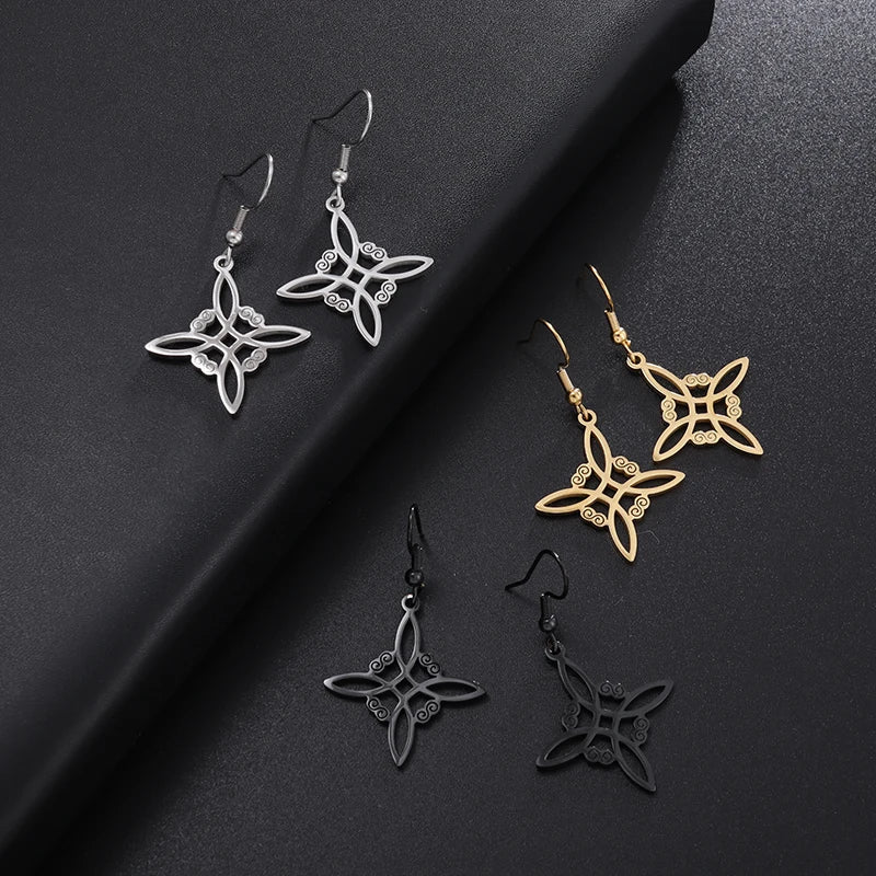 Witch’s Knot Pendant Protection Earrings for Women, Wiccan, Black