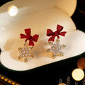 Snowflake Bow Earrings Winter Women’s Red