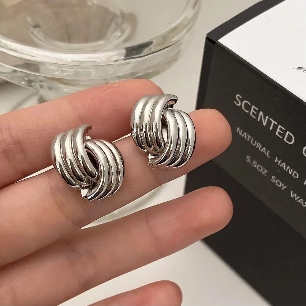 Women's silver bow earrings