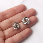 Twisted knot silver earrings
