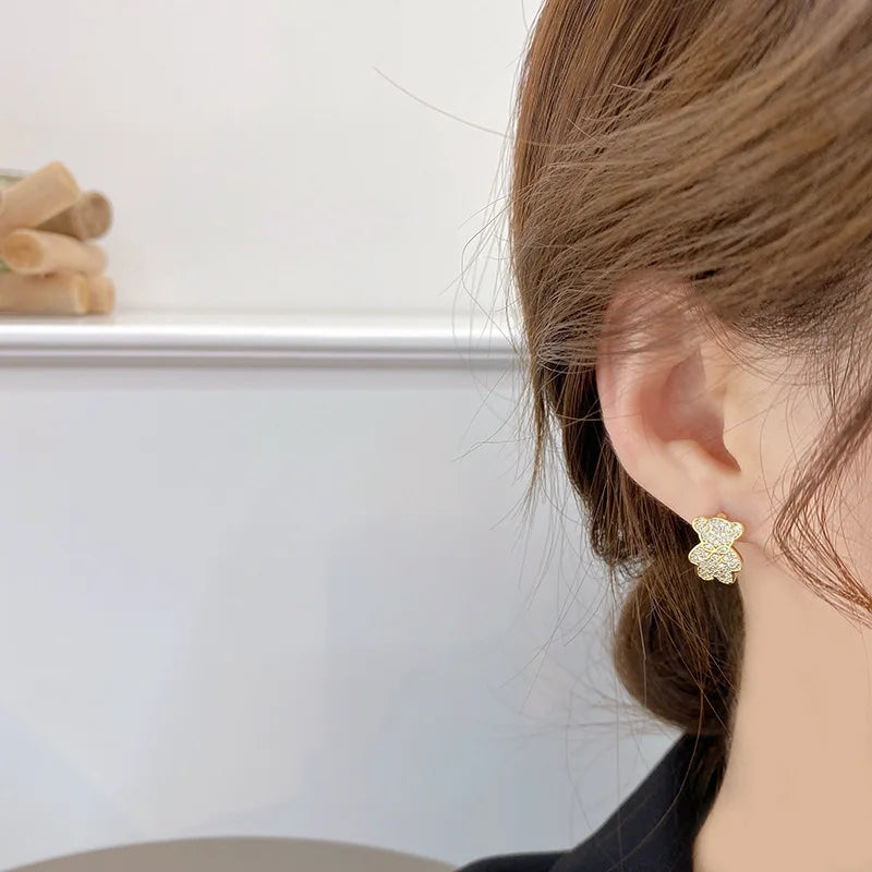 Bear Earrings with Precious Stone