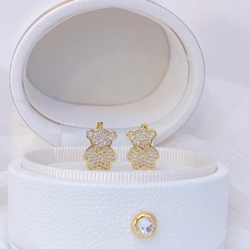 Bear Earrings with Precious Stone
