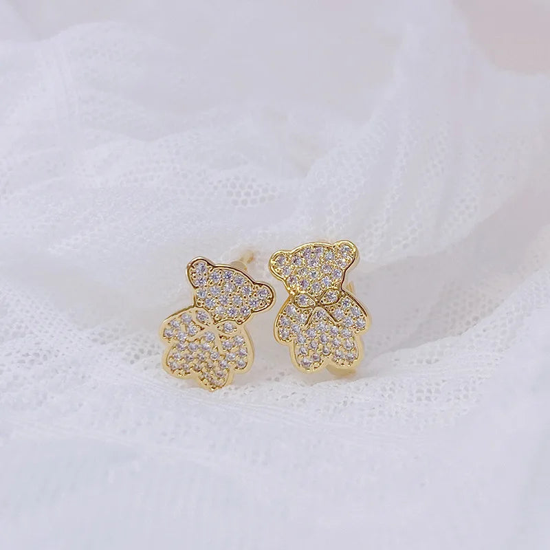 Bear Earrings with Precious Stone