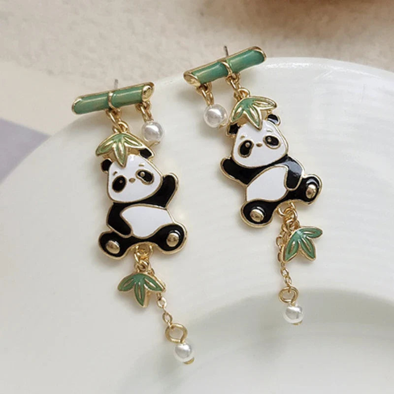 Panda Bamboo Earrings