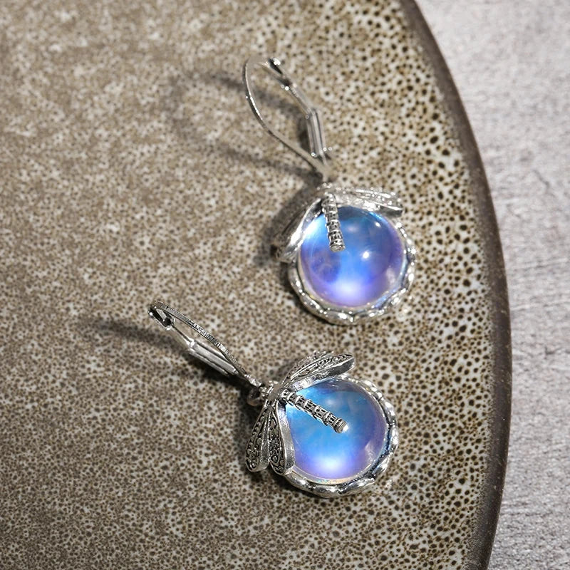 Butterfly and Moonstone Drop Earrings