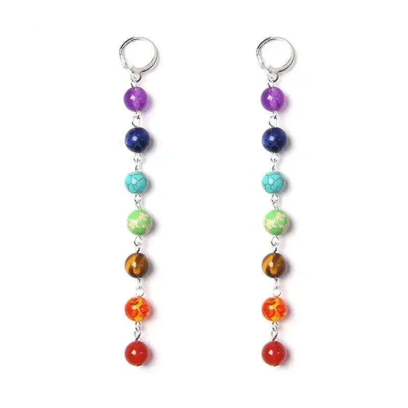 7 Chakra Women's Dangle Earrings silver