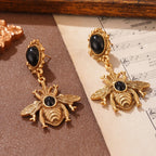 Black Bee Drop Earrings