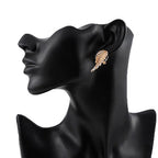 Rhinestone angel wing dangling earrings