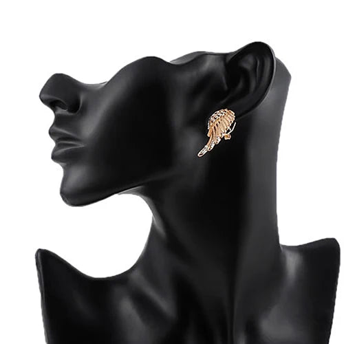 Rhinestone angel wing dangling earrings