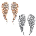 Rhinestone angel wing dangling earrings 