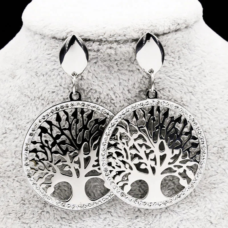 Tree of Life Silver Dangle Earrings