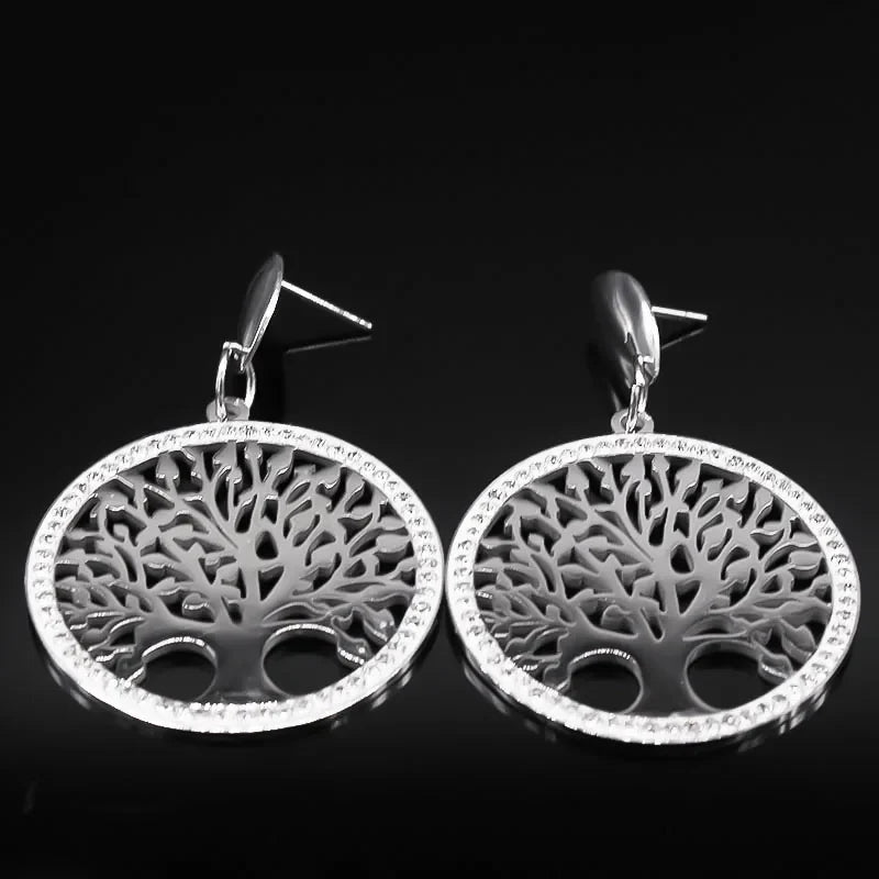 Tree of Life Silver Dangle Earrings