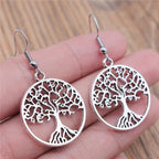 Antique silver Tree of Life Drop Earrings