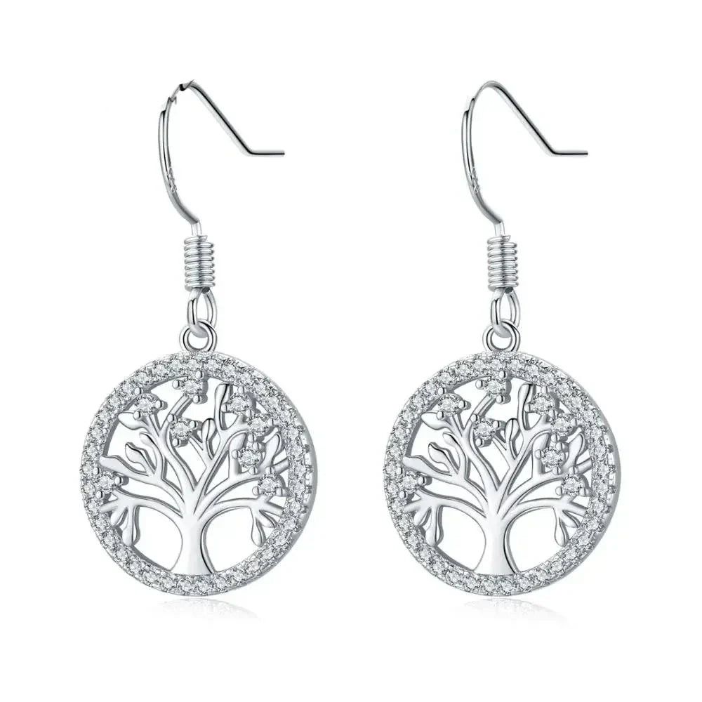 Tree of Life Zircon Drop Earrings