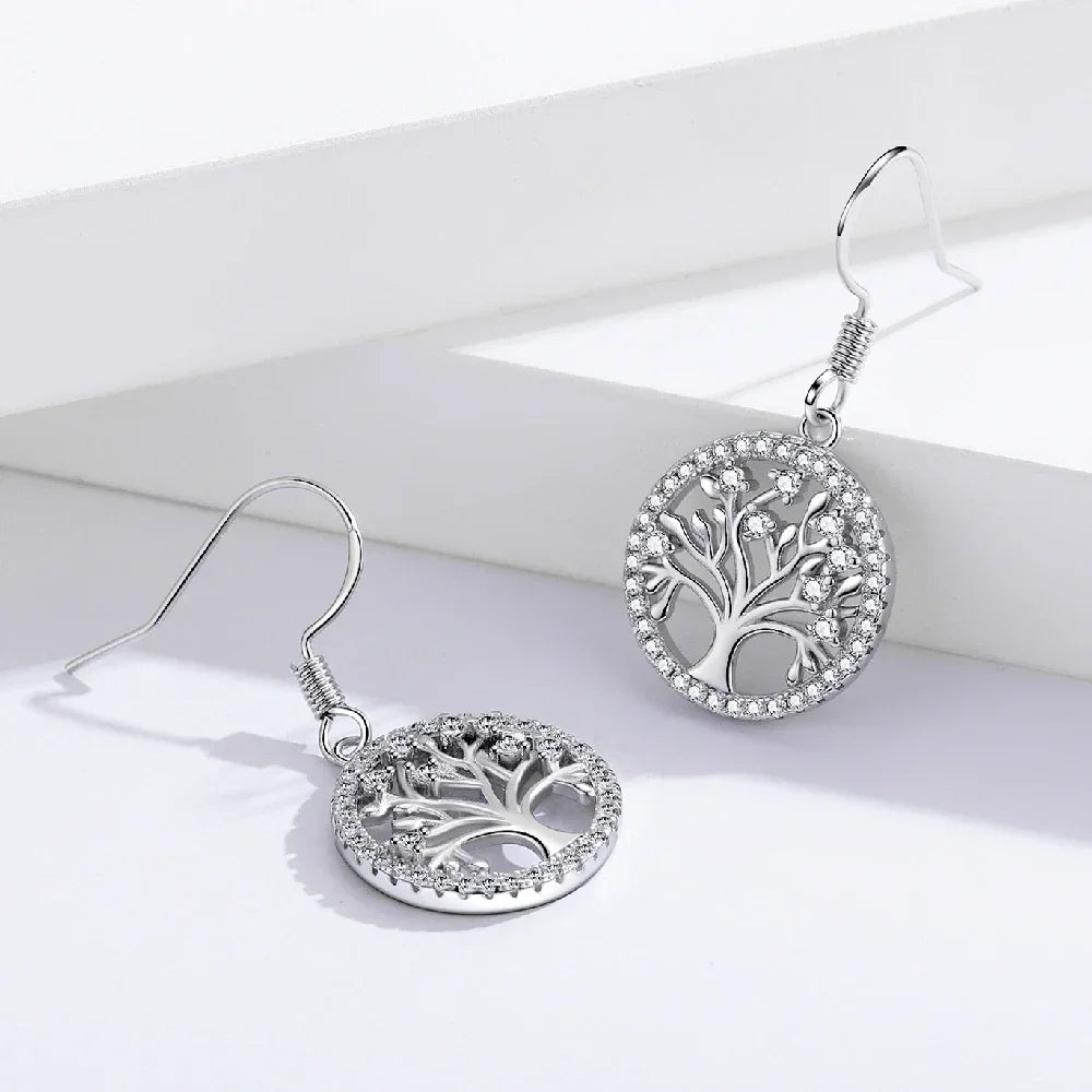 Tree of Life Zircon Drop Earrings