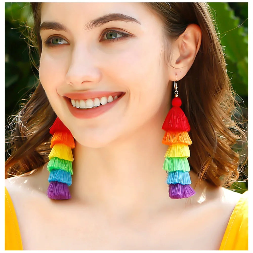 Rainbow drop earrings for women 