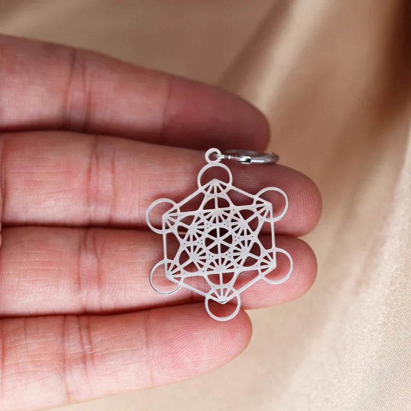 Silver Dangle Earrings Metatron's Cube