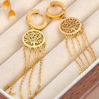 Tree of Life Drop Earrings in Gold