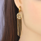Tree of Life Drop Earrings in Gold