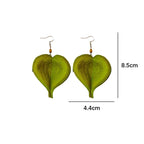 Dangling Earrings with Colored Leaf