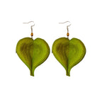 Dangling Earrings with Colored Leaf green