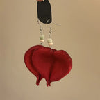 Dangling Earrings with Colored Leaf red