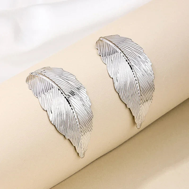 Leaf Dangle Earrings for Women silver