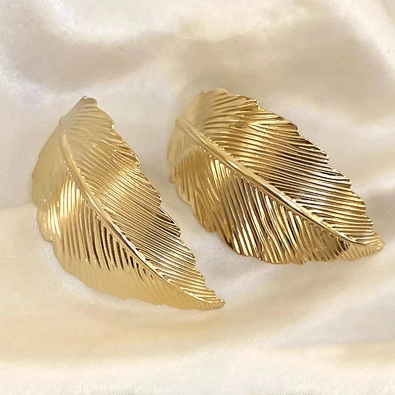 Leaf Dangle Earrings for Women gold