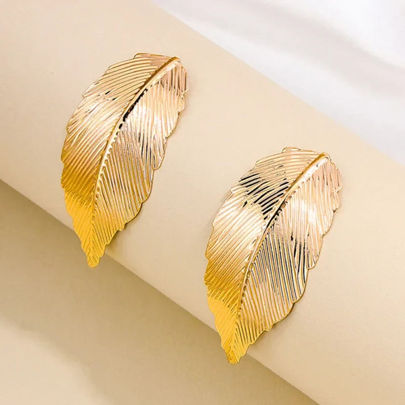 Leaf Dangle Earrings for Women gold