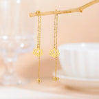 Dangling Earrings with Fine Lotus Flower gold