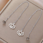 Dangling Earrings with Fine Lotus Flower silver