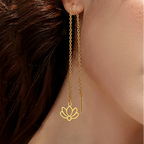 Dangling Earrings with Fine Lotus Flower gold