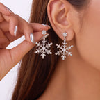Dangling Earrings with Silver Snowflake 1