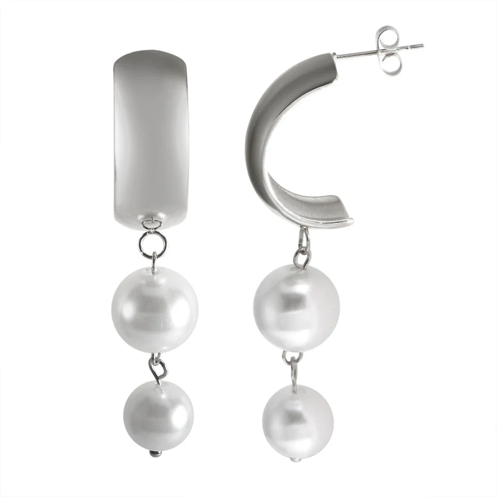 Dangle Earrings with Silver Pearls